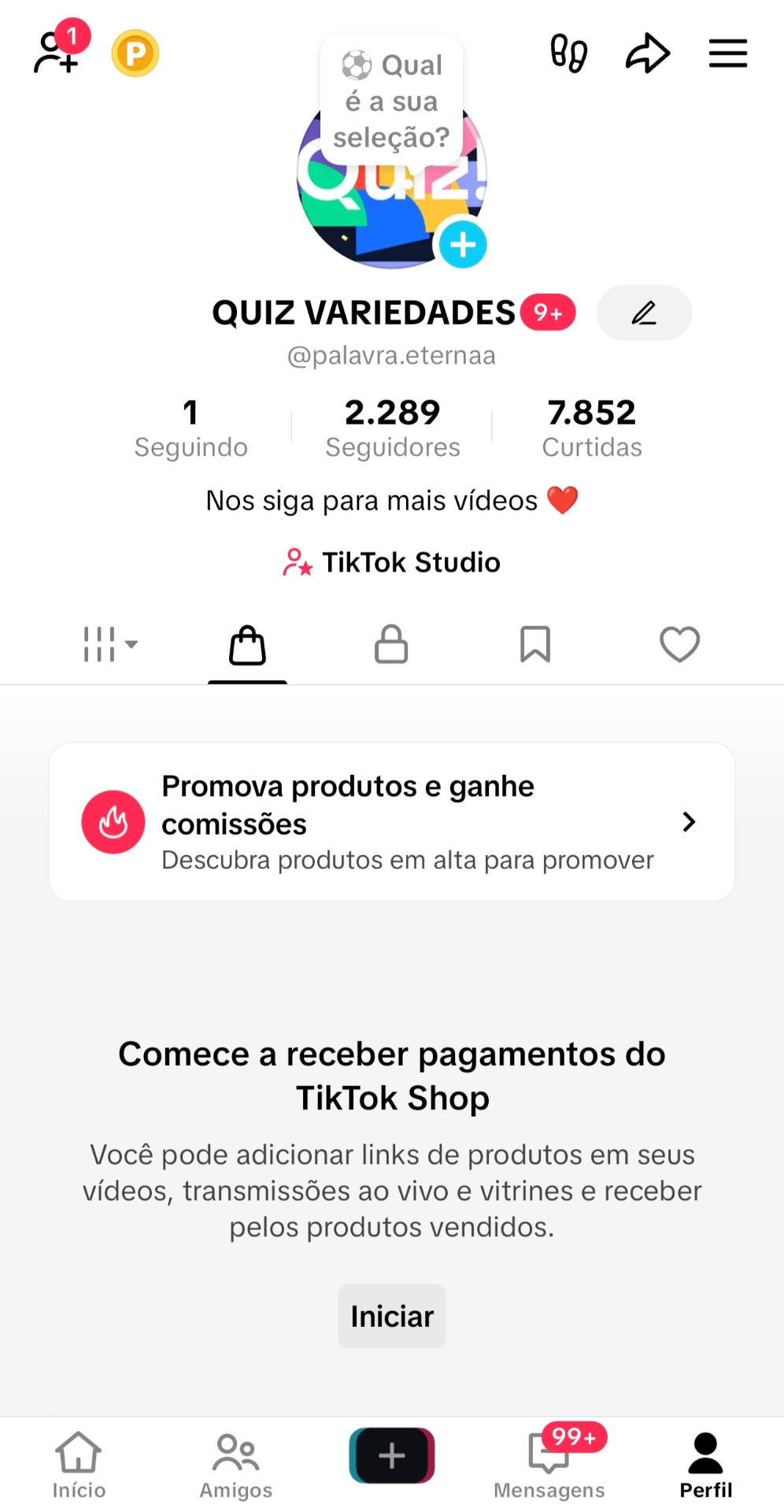 (SHOP) 2,2 Mil seguidores Com Shop ativo